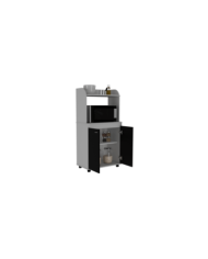 Módulo Microondas Giotto, Blanco y Wengue,  con Rodachinas y Amplio Espacio