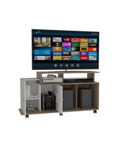 Mesa Para Tv Atena, Miel y Blanco Nevado, con Espacio Para Televisor de 50 Pulgadas