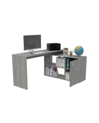 Escritorio En L Taira, Humo, con Puerta y Varios Entrepaños