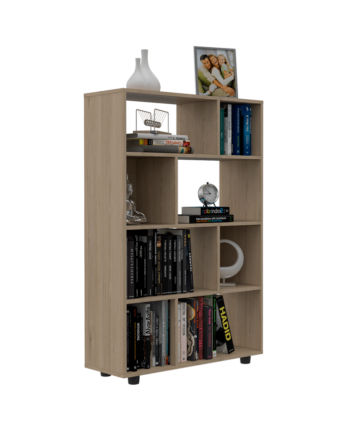 Biblioteca India, Beige, con Tres Entrepaños y Cuatro Divisiones