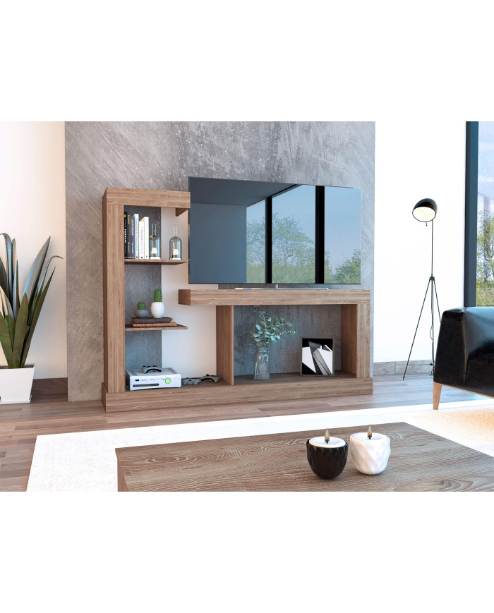 Mesa Para Tv Samir, Miel y Blanco, con Espacio Para Televisor de Hasta 55 Pulgadas