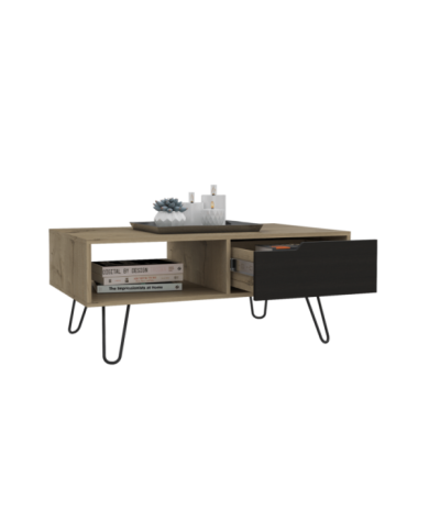 Mesa de Centro Cleo, Café Claro y Wengue, con Un Cajón