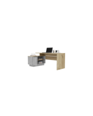 Escritorio En L Dione, Café Claro y Cemento, con Amplia Superficie de Trabajo