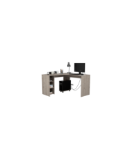 Escritorio En L Dafne, Humo, con Dos Entrepaños y Base con Rodachinas Para Fácil Desplazamiento Hc