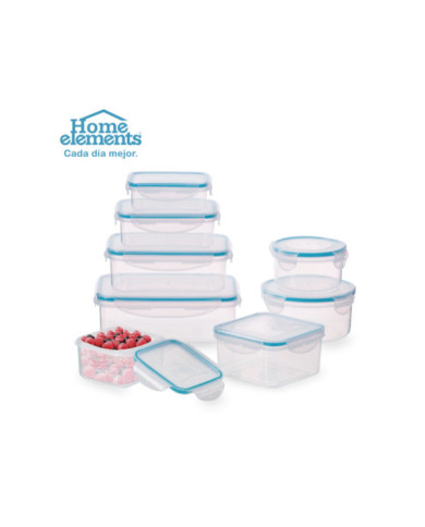 Set X 8 Recipientes 4 Rect. - 2 Cuadr. - 2 Red. Hesh-08