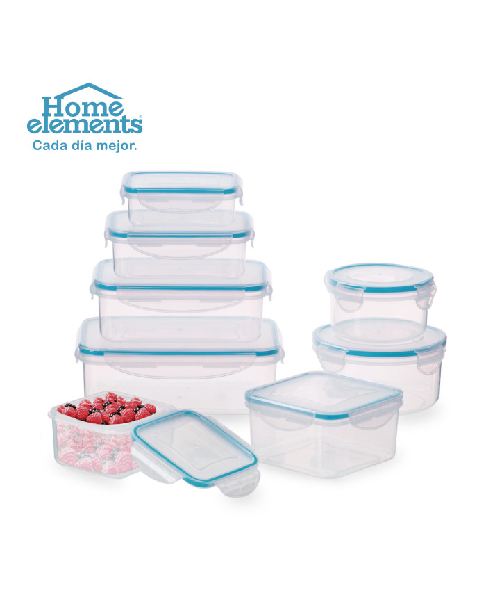 Set X 8 Recipientes 4 Rect. - 2 Cuadr. - 2 Red. Hesh-08