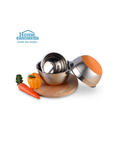 Setx3 Bowl 16-20-22Cm Acero Inox Base Antides Silicona Coppe