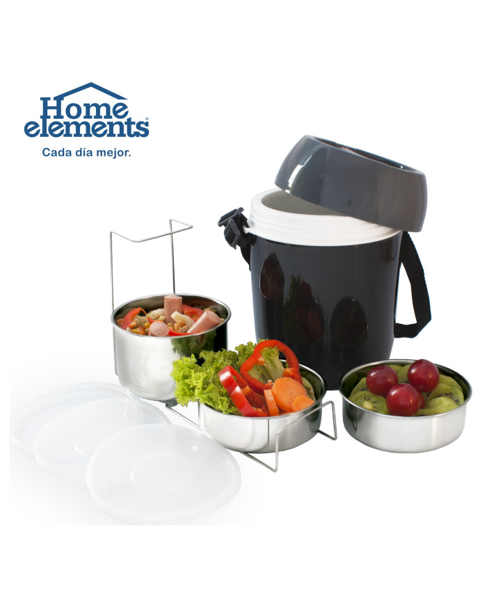 Termo Comida  2,0L 3 Recipientes Acero Inox Mod He0924  H.E