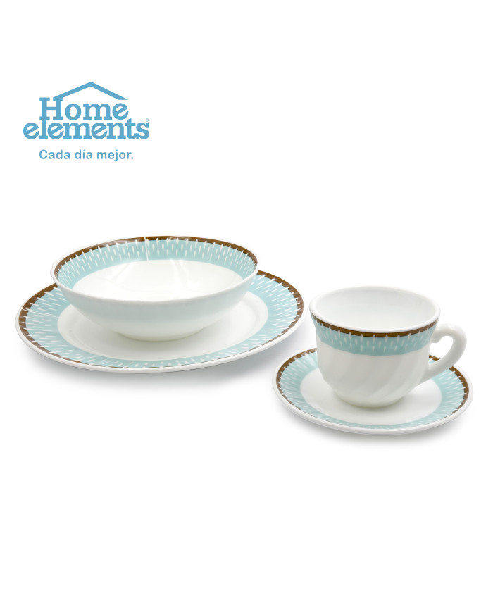Vajilla 4X16 Vitroceramica Dec. Azul He