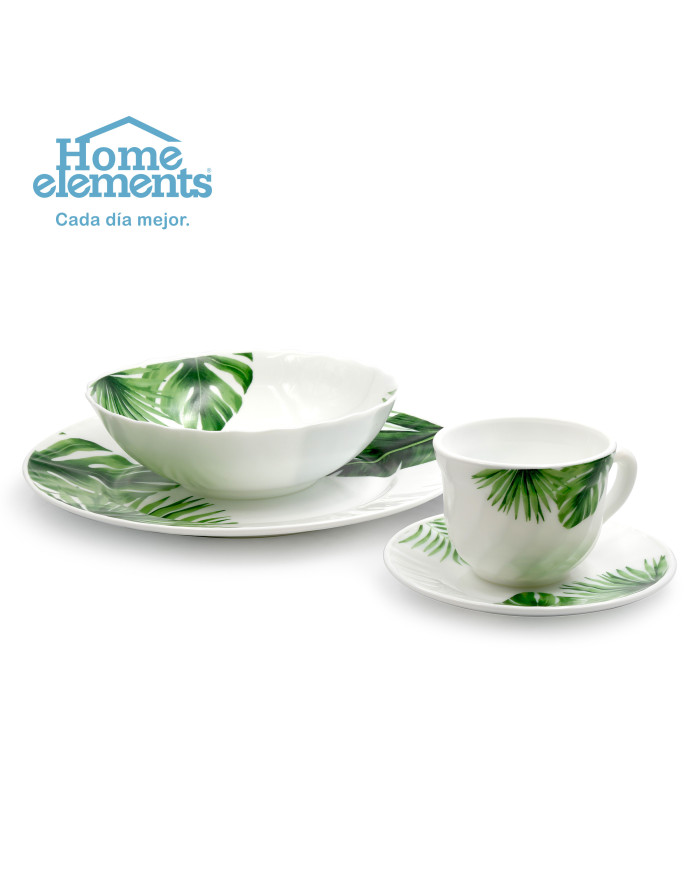 Vajilla 4X16 Vitroceramica Dec. Verde He