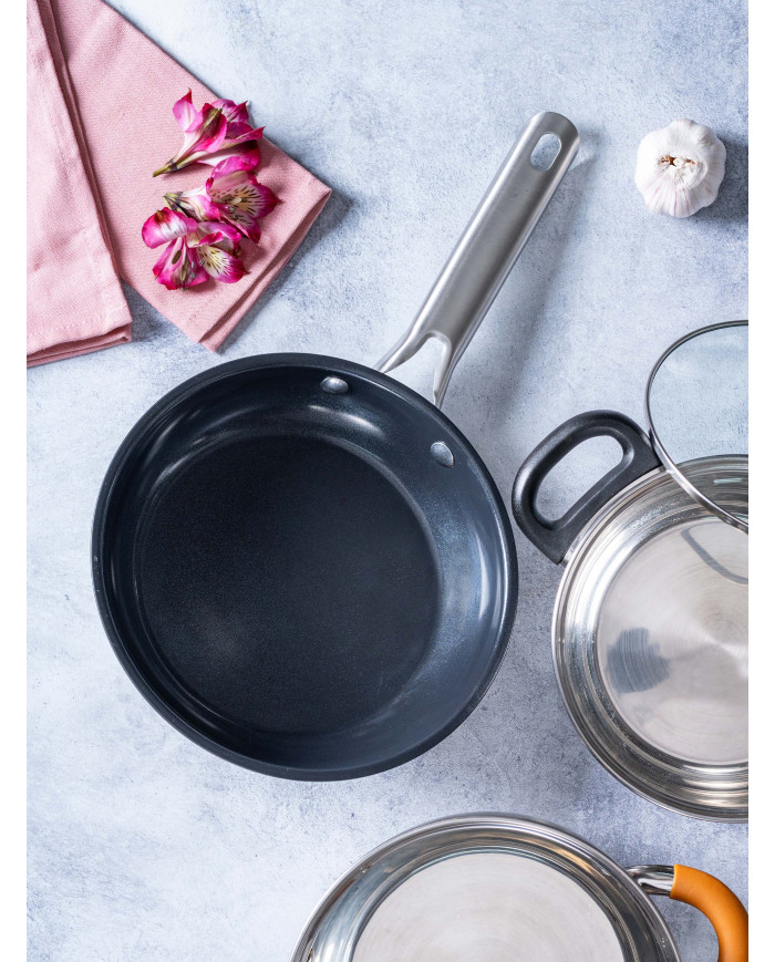 Sarten 20 Cm Sin Tapa Acero Inox Interior Antiadherente