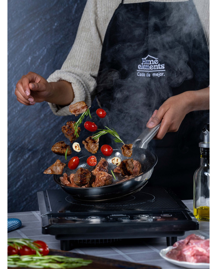 Sarten 26 Cm Sin Tapa Acero Inox Interior Antiadherente