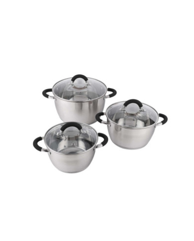 Set X 3 Ollas Con Tapa Acero Inox 18Cm 20Cm 24Cm