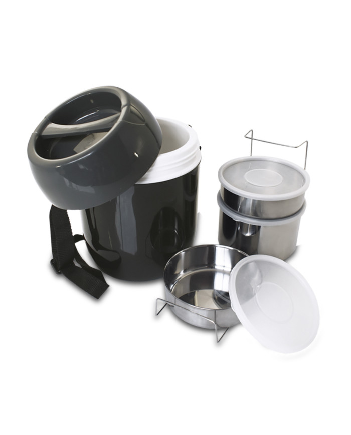 Termo Comida  2,0L 3 Recipientes Acero Inox Mod He0924  H.E