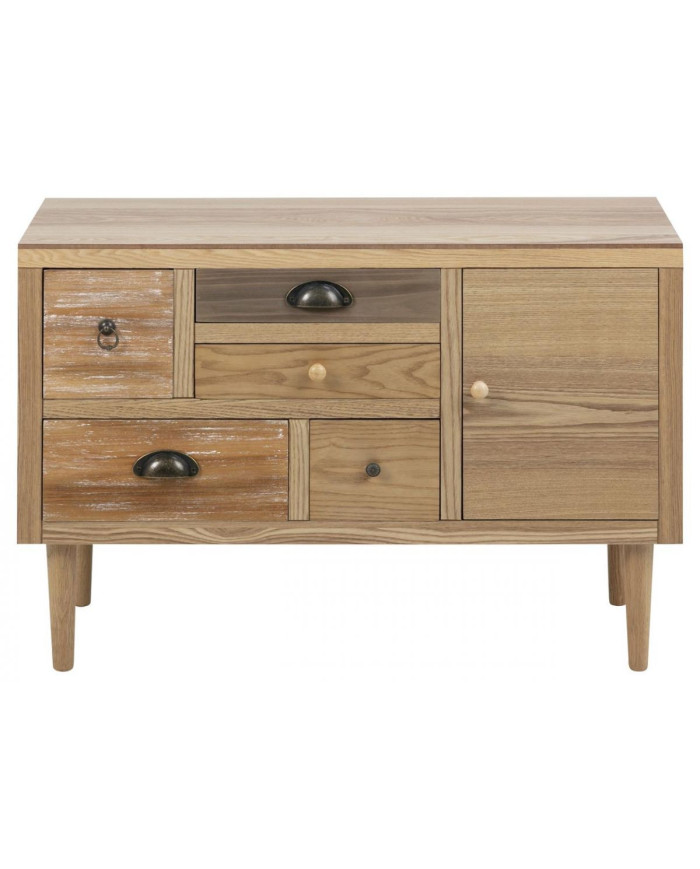 Thais pecho, MDF chapa de la ceniza marrón colores teñidos, laca clara, 5 cajones, 1 piernas puerta Ash, laca clara