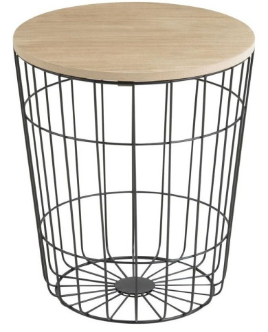Lotus mesa de café naturaleza paulownia chapa de madera, metal de base no tratado, caja de negro 4 P