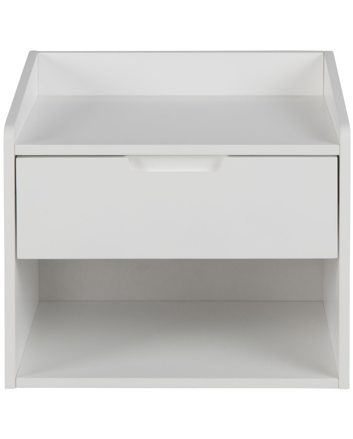 Dimeo cama de la pared lateral de madera mesa lacado blanco, cajones PC 1 L     40 W     30 H     35 cm