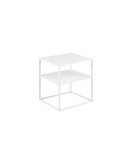 Newton mesita de noche, 1 de acero estante, MPG002 blanco L     45 W     40 H     50,5 cm