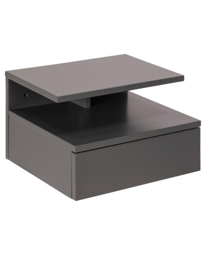 Cama de la pared de madera mesa lateral Ashlan lacado de luz gris estante PC 1, cajones PC 1, KD