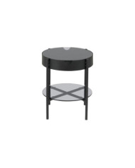 Tipton mesa bandeja, mesa de cristal de humo de color superior, 6 mm, incluso estanterías PC 1, base, negro mate