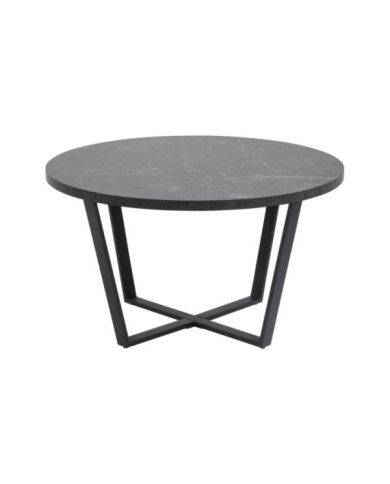 mesa de café Amble mesa superior de melamina de impresión de mármol, negro, polvo de base recubierto mate rugosa    diam negro