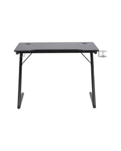 Trooper escritorio juego MDF melamina superior de la mesa, cupholder negro, polvo de metal de base recubiertos, de color negro