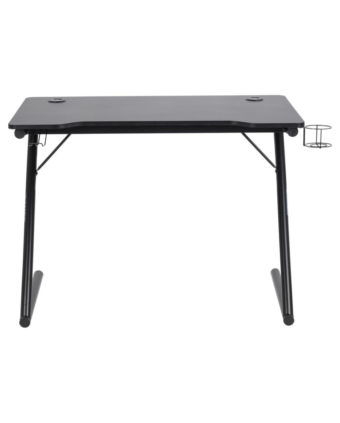 Trooper escritorio juego MDF melamina superior de la mesa, cupholder negro, polvo de metal de base recubiertos, de color negro