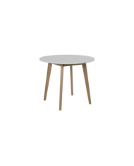Cuervo mesa de comedor mesa de madera superior - lacado blanco, patas de madera de abedul    diam   laca transparente
