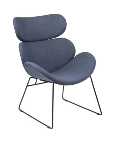 Cazar silla descansando Sawana tela azul oscuro 80, el polvo de metal de base revestida, negro