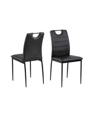 Dia aspecto de cuero negro de la PU silla de comedor, polvo de metal común recubiertas, negro, caja de 4 unidades /