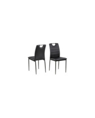 Dia aspecto de cuero negro de la PU silla de comedor, polvo de metal común recubiertas, negro, caja de 4 unidades /