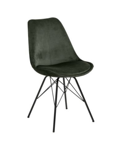 comedor Eris silla VIC bosque tela verde 68AC, patas de metal con recubrimiento en polvo, negro, caja / 2 PC