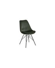 comedor Eris silla VIC bosque tela verde 68AC, patas de metal con recubrimiento en polvo, negro, caja / 2 PC