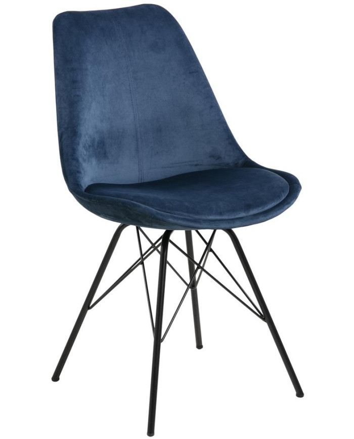 Eris comedor silla VIC tejido azul marino 66, patas de metal con recubrimiento en polvo, negro, caja / 2 PC