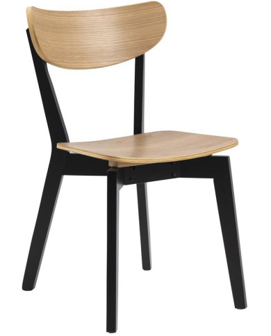 Roxby asiento de silla de comedor / roble chapa posterior, lacadas, de caucho de base, pintados de negro, caja / 2 pcs