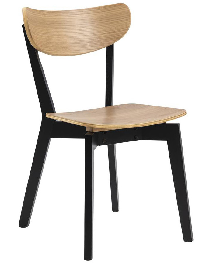 Roxby asiento de silla de comedor / roble chapa posterior, lacadas, de caucho de base, pintados de negro, caja / 2 pcs