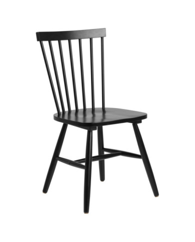 negro de madera de caucho silla de comedor riano pintado, caja / 2 pcs