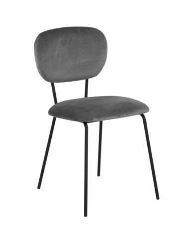 Ariana silla de comedor Dublin oscuro tela gris 40, metal base recubierta de polvo en bruto, de color negro mate, caja / 2 PC