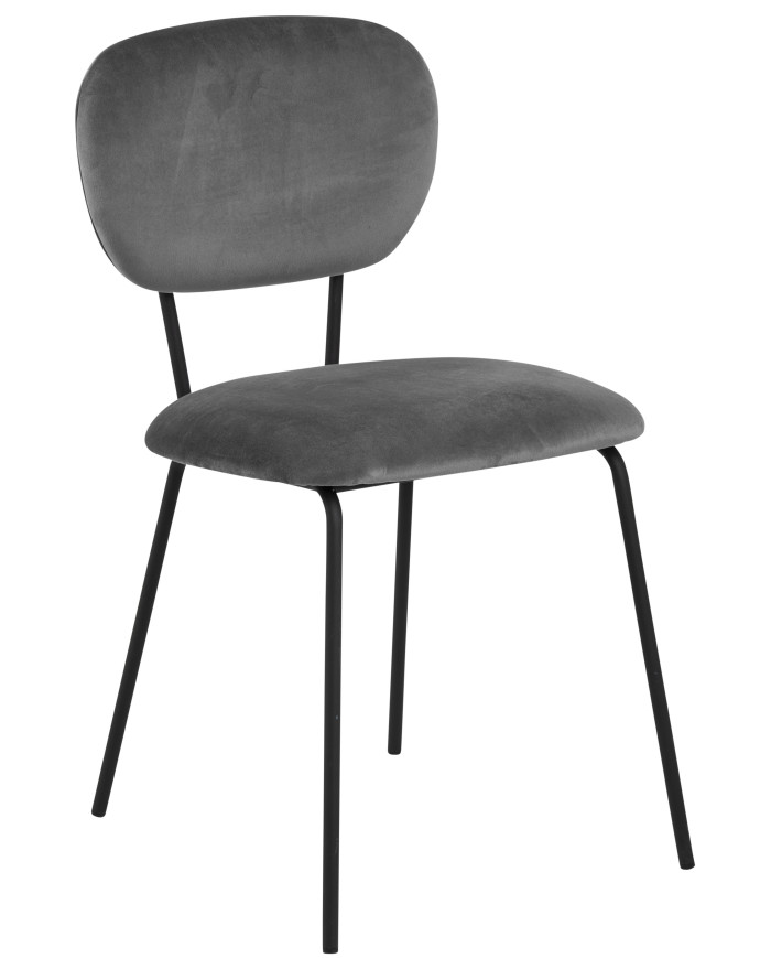Ariana silla de comedor Dublin oscuro tela gris 40, metal base recubierta de polvo en bruto, de color negro mate, caja / 2 PC