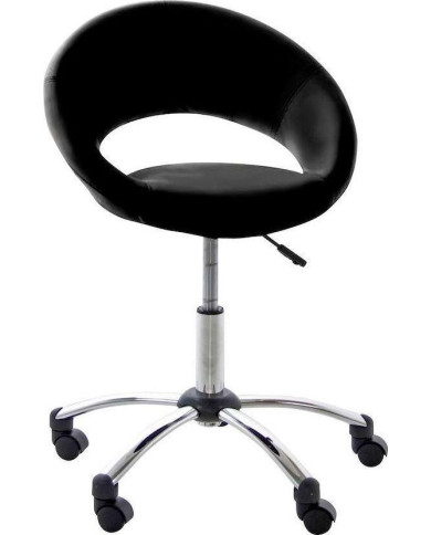 silla de escritorio rollizo aspecto de cuero negro de la PU, cromo base de