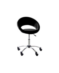silla de escritorio rollizo aspecto de cuero negro de la PU, cromo base de