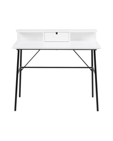 Pascal madera escritorio blanco mate, cajones PC 1, el polvo de base recubierta, negro L     100,0 W     55,0 H     88,8 cm