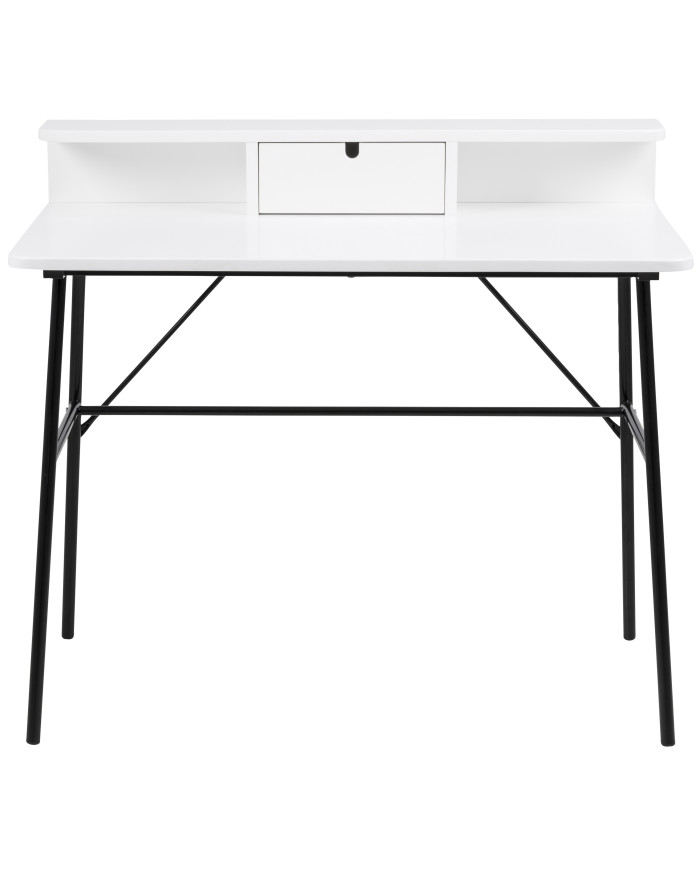 Pascal madera escritorio blanco mate, cajones PC 1, el polvo de base recubierta, negro L     100,0 W     55,0 H     88,8 cm