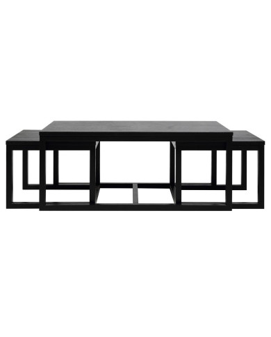 Mesa de café Cornus establece / chapa de la ceniza, conjunto negro de madera maciza de 3 PC KD L     120 W     60 H     50 cm
