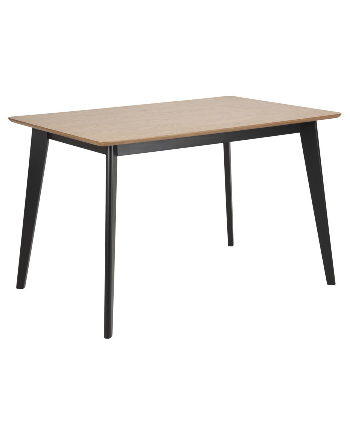 Roxby mesa de comedor chapados roble tablero de la mesa, lacado, negro madera de caucho base pintada