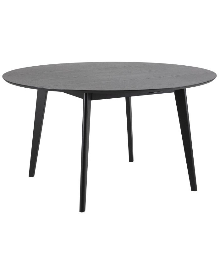 Roxby mesa de comedor mesa chapados negro roble de la tapa manchado, lacadas, de caucho de base, negro pintado    diam 140 H