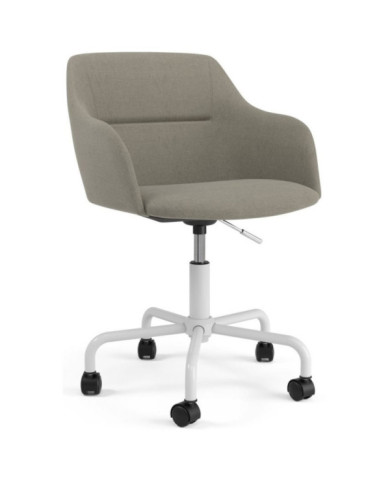 Krzesło Sofia Mimi jasnoszare nogi białe na kółkach