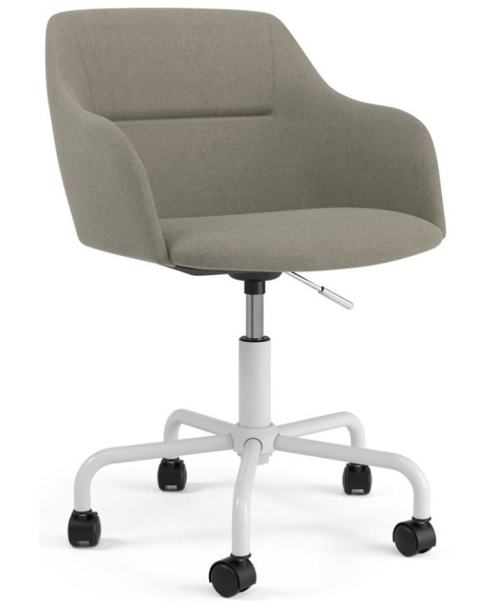 Krzesło Sofia Mimi jasnoszare nogi białe na kółkach