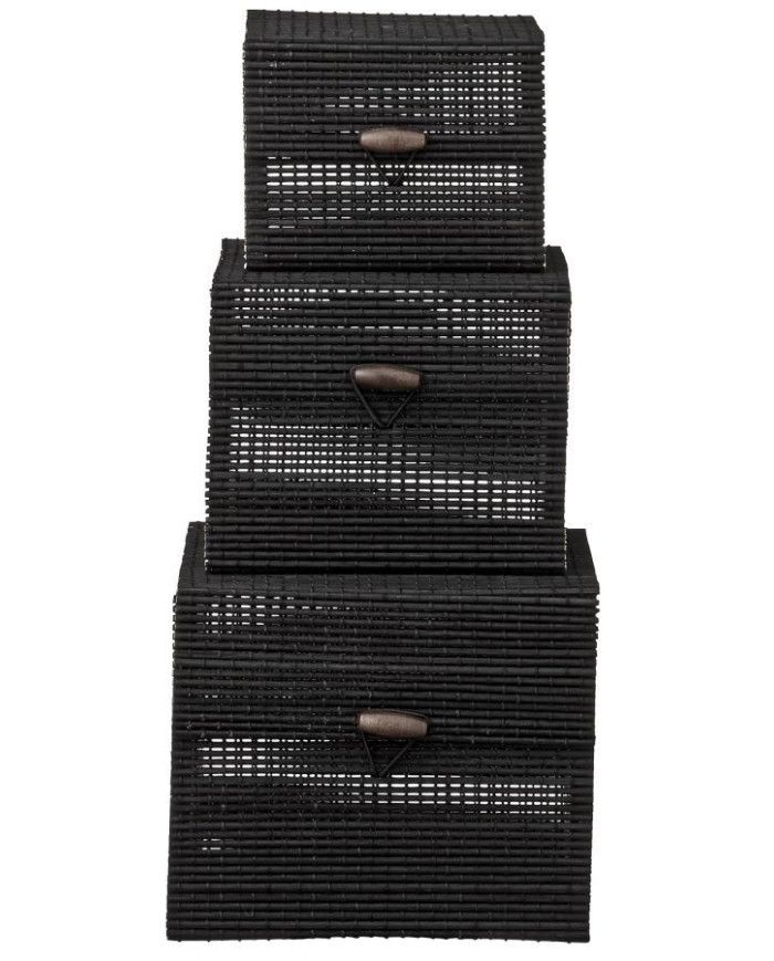 Contenedores Roisin Square (Set-3) Negro.