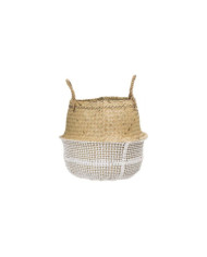 Cesta Seagrass con asas 30x35 cm Marrón y blanca